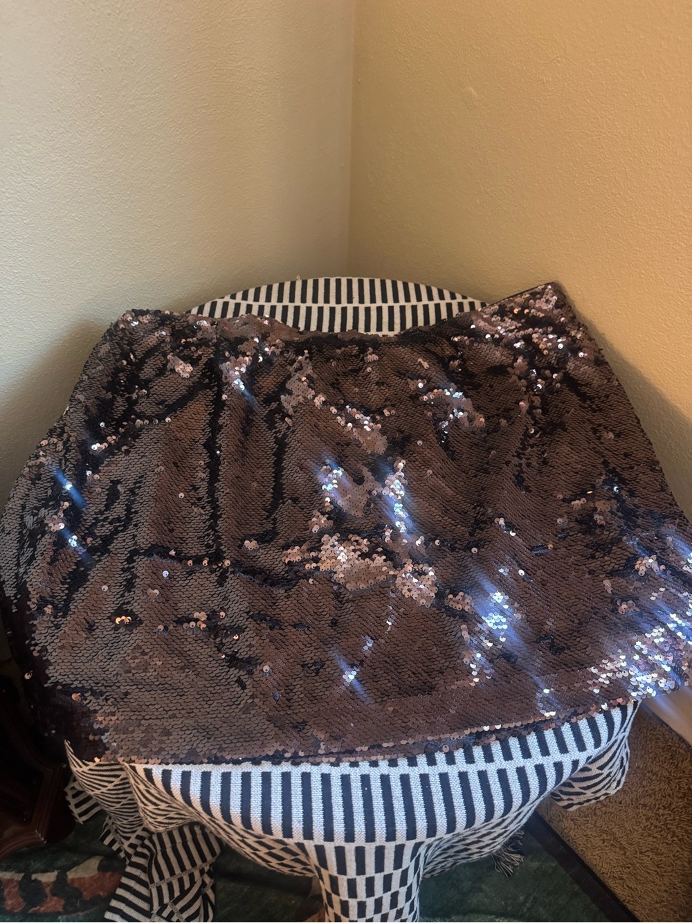 Sequined Mini Skirt in Dark Brown